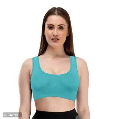 INDIROCKS Women's Nylon Non-Padded Wire Free Sports Sports Bra (P1_AIR_LBLU_Light Blue_Free Size)-thumb0