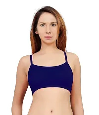 INDIROCKS Women's Nylon, Spandex & Cotton Padded Non-Wired T-Shirt Bra - Pack of 2 Pink/Navy Blue-thumb3