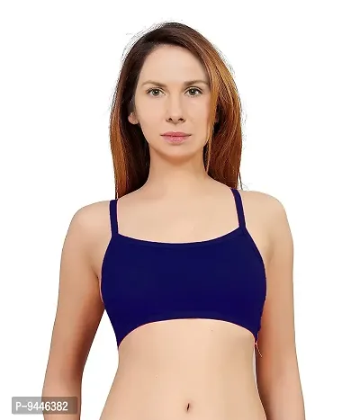 INDIROCKS Women's Nylon, Spandex & Cotton Padded Non-Wired T-Shirt Bra - Pack of 2 Pink/Navy Blue-thumb4