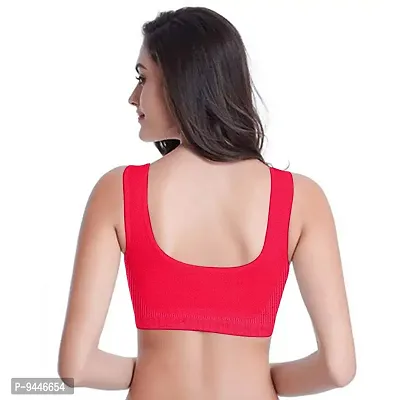 INDIROCKS Women's Nylon Blend Non Padded Wire Free Sports, Seamless Bra (AIR-COMBO2-BLK-RED_Black, Red_Free Size)-thumb5