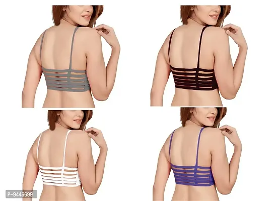 INDIROCKS Women's Nylon, Spandex & Cotton Padded Non-Wired T-Shirt Bra - Pack of 4