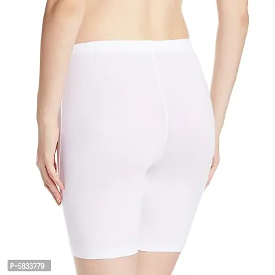 Stylish White Cotton Spandex Solid Inner Shorts For Women-thumb2