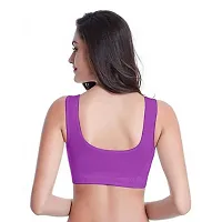 INDIROCKS Women's Nylon Non-Padded Wire Free Sports Sports Bra (P3_AIR_BLK_BEI_PUR_Black, Beige, Purple_Free Size)-thumb3