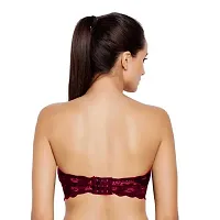 INDIROCKS Women's Lace Tube Strapless Padded Bra (Black-Skin, Free Size)-Pack of 2-thumb2