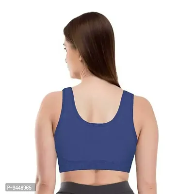 INDIROCKS Women's Nylon Non-Padded Wire Free Sports Sports Bra (P1_AIR_NBLU_Navy Blue_Free Size)-thumb2