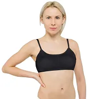 INDIROCKS Gdeals Women Padded Cotton Sports 6 Strap Fancy Bra Full Adjustable Straps for Women's Girl's Bralette (30 to 36) Size, (Removable Pad) Black-thumb1