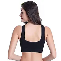 INDIROCKS Women's Nylon Blend Non Padded Wire Free Sports, Seamless Bra (AIR-COMBO2-BLK-PINK_Black, Pink_Free Size)-thumb2