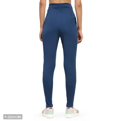 Stylish Blue Cotton Spandex Solid Jeggings For Women-thumb3