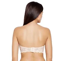 INDIROCKS Women's Lace Tube Strapless Padded Bra (Free Size)-Pack of 4-Black & White & Beige & Blue-thumb3