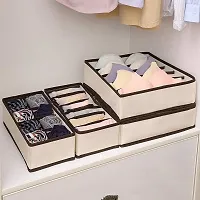 Closet Underwear Organizer Drawer Divider 4 Set, Fabric Foldable Cabinet Closet Bra Organizers and Storage Boxes for Storing Socks, Underpants Panties,Ties Divider- Beige-thumb2