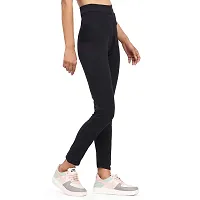 Stylish Black Cotton Spandex Solid Jeggings For Women-thumb3