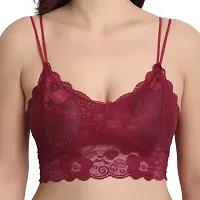 INDIROCKS Women Padded Lace Bra Sport Bra Running Bra Yoga Bra Maroon-thumb2