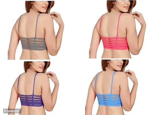 INDIROCKS Women's Nylon, Spandex & Cotton Padded Non-Wired T-Shirt Bra - Pack of 4