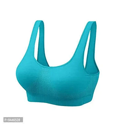 INDIROCKS Women Yoga Bra Running Bra Sports Bra Stretchable Non-Padded and Non-Wired Bra for Women/Girls, Freesize Sky Blue-thumb2