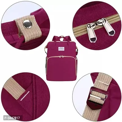 IndiRocks Diaper Bag Backpack Foldable Mummy Bag bagpack Waterproof, Washable for Girls and Boys (Maroon)-thumb2