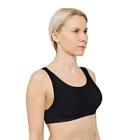 INDIROCKS Women Yoga Bra Running Bra Sports Bra Stretchable Non-Padded and Non-Wired Bra for Women/Girls, Freesize Black-thumb2