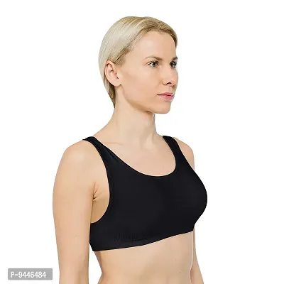 INDIROCKS Women Yoga Bra Running Bra Sports Bra Stretchable Non-Padded and Non-Wired Bra for Women/Girls, Freesize Black-thumb3