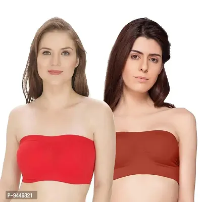 INDIROCKS Women's Non-Padded, Non-Wired Seamless Tube Bra (Free Size)- Pack of 2