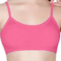 INDIROCKS Women Padded Cotton Sports 6 Strap Fancy Bra Full Adjustable Straps Women's Women's Bralette (28 to 36) Size, (Removable Pad)-Pink-thumb3