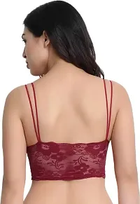 INDIROCKS Women Padded Lace Bra Sport Bra Running Bra Yoga Bra Maroon-thumb1