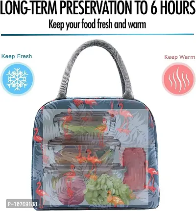 Insulated Blue Lunch Bag Leakproof Wide Open Tote Bag Lunch Box Container-thumb5