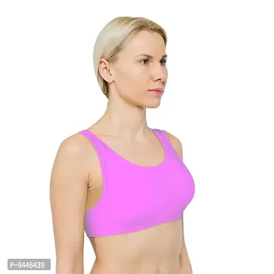 INDIROCKS Women Yoga Bra Running Bra Sports Bra Stretchable Non-Padded and Non-Wired Bra for Women/Girls, Freesize Baby Pink-thumb2