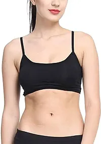 INDIROCKS Women's Cotton Padded Wire Free Sports Bra (6-PATTI-BLACK-A_Black_Free Size)-thumb1