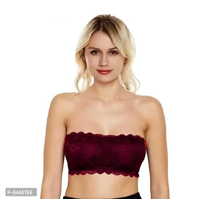 INDIROCKS Lace Lightly Padded Wire Free Strapless Padded Tube Bra-thumb0