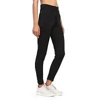 Stylish Black Cotton Spandex Solid Jeggings For Women-thumb2