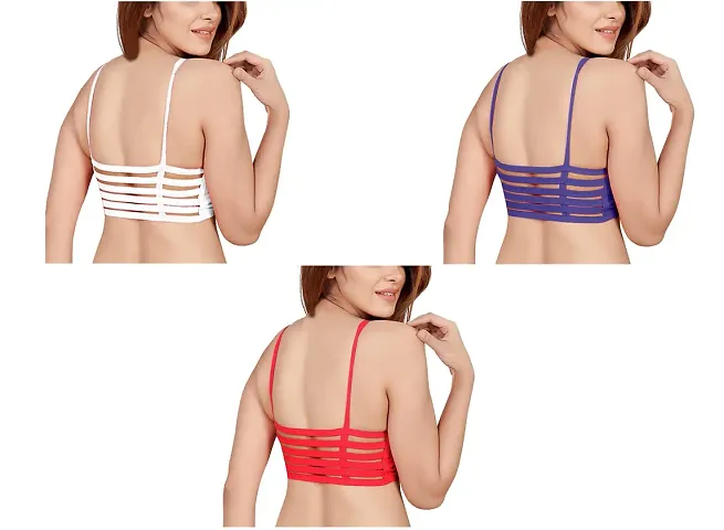 INDIROCKS Women's Nylon, Spandex & Cotton Padded Non-Wired T-Shirt Bra - Pack of 3