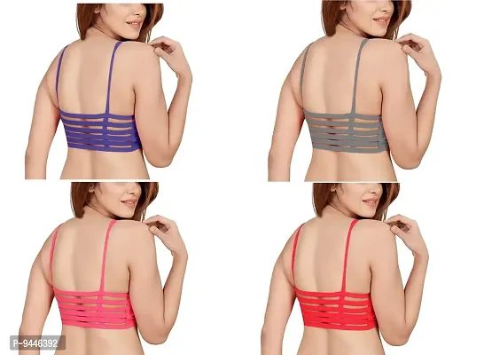 INDIROCKS Women's Nylon, Spandex & Cotton Padded Non-Wired T-Shirt Bra - Pack of 4