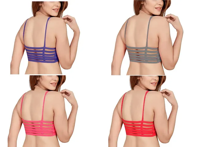 INDIROCKS Women's Nylon, Spandex & Cotton Padded Non-Wired T-Shirt Bra - Pack of 4