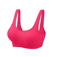 INDIROCKS Women's Nylon Blend Non Padded Wire Free Sports, Seamless Bra (AIR-COMBO2-BLK-PINK_Black, Pink_Free Size)-thumb3