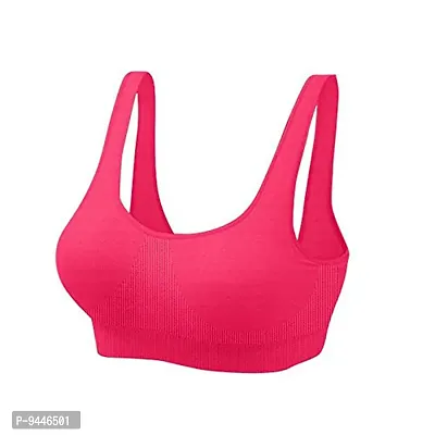 INDIROCKS Women's Nylon Blend Non Padded Wire Free Sports, Seamless Bra (AIR-COMBO2-BLK-PINK_Black, Pink_Free Size)-thumb4