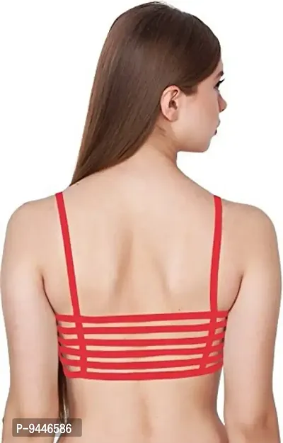 INDIROCKS Women's Polyester, Cotton Blend Padded Wire Free Sports Bra (P1-W6PATTI-RED_Red_Free Size)