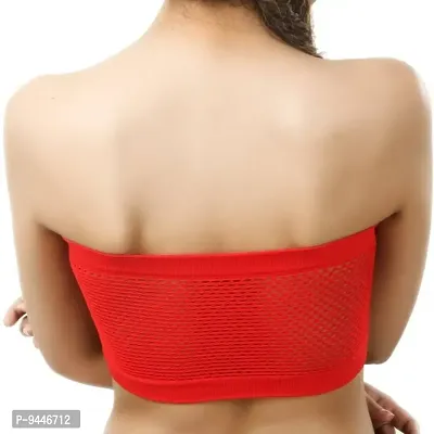 INDIROCKS Women Tube Bra Seamless Tube Bra Wire Free Bra Strapless Non Padded Tube Bra- Free Size Red-thumb2