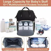 IndiRocks Diaper Bag Backpack Foldable Mummy Bag bagpack Waterproof, Washable for Girls and Boys-Black-thumb1