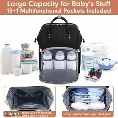 IndiRocks Diaper Bag Backpack Foldable Mummy Bag bagpack Waterproof, Washable for Girls and Boys-Black-thumb2