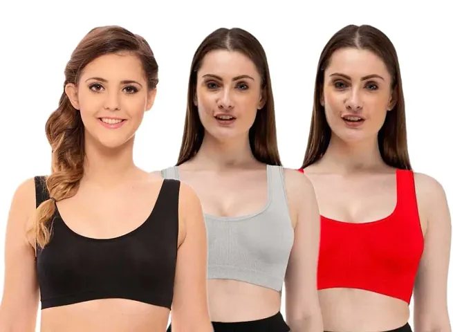 Buy Women Air Cotton Non Padded Non-Wired Air Sports Bra (Pack of