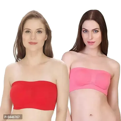 INDIROCKS Women's Non-Padded, Non-Wired Seamless Tube Bra (Free Size)- Pack of 2