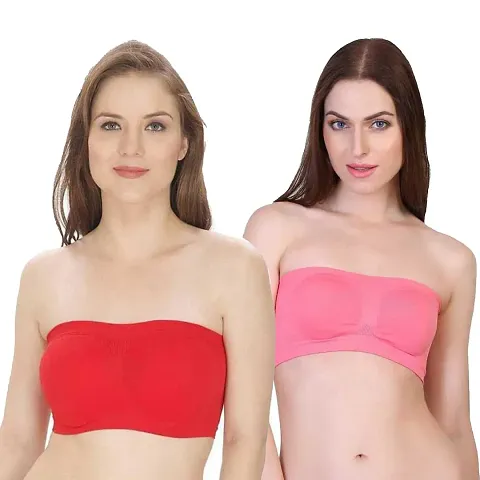 INDIROCKS Women's Non-Padded, Non-Wired Seamless Tube Bra (Free Size)- Pack of 2