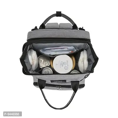 IndiRocks Diaper Bag Backpack Foldable Mummy Bag bagpack Waterproof, Washable for Girls and Boys-Grey-thumb5