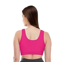 INDIROCKS Women's Nylon Non-Padded Wire Free Sports Sports Bra (P1_AIR_DPINK_Dark Pink_Free Size)-thumb1