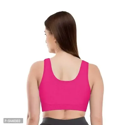 INDIROCKS Women's Nylon Non-Padded Wire Free Sports Sports Bra (P1_AIR_DPINK_Dark Pink_Free Size)-thumb2