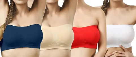 IndiRocks Gdeals Women's Seamless, Non Padded Tube Bra Combo (Multicolour, Free Size) - Pack of 4