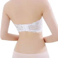 INDIROCKS Women Stretch Sexy Lace Bra Push up Wireless Padded Strapless Seamless White Bra-thumb1