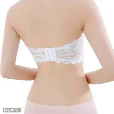 INDIROCKS Women Stretch Sexy Lace Bra Push up Wireless Padded Strapless Seamless White Bra-thumb2