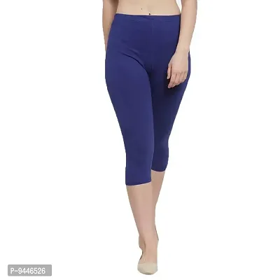 Finepants Women's Cotton Lycra 3/4th Capri Leggings Combo Pack of 2