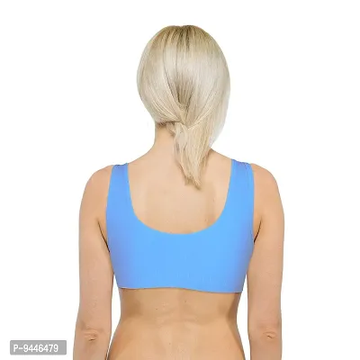 INDIROCKS Women Yoga Bra Running Bra Sports Bra Stretchable Non-Padded and Non-Wired Bra for Women/Girls, Freesize Sky Blue-thumb3