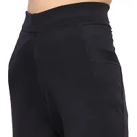 Stylish Black Cotton Spandex Solid Jeggings For Women-thumb2